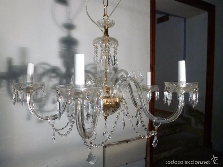 Antig&uuml;edades: LAMPARA DE CRISTAL CINCO LUCES - Foto 1
