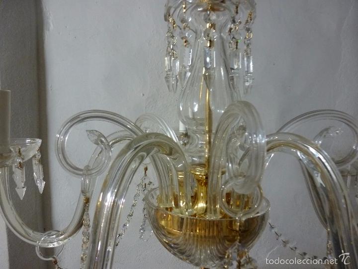 Antig&uuml;edades: LAMPARA DE CRISTAL CINCO LUCES - Foto 4