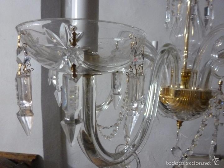 Antig&uuml;edades: LAMPARA DE CRISTAL CINCO LUCES - Foto 5