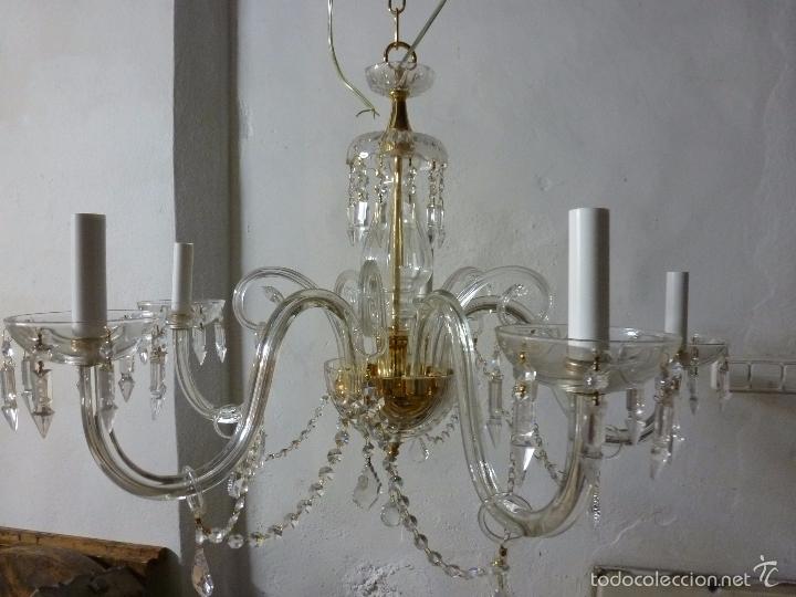 Antig&uuml;edades: LAMPARA DE CRISTAL CINCO LUCES - Foto 10