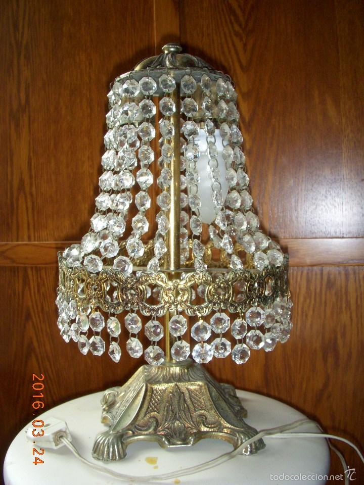 Antig&uuml;edades: LAMPARA DE BRONCE Y CRISTAL - Foto 2