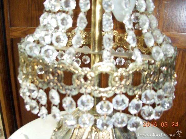 Antig&uuml;edades: LAMPARA DE BRONCE Y CRISTAL - Foto 5