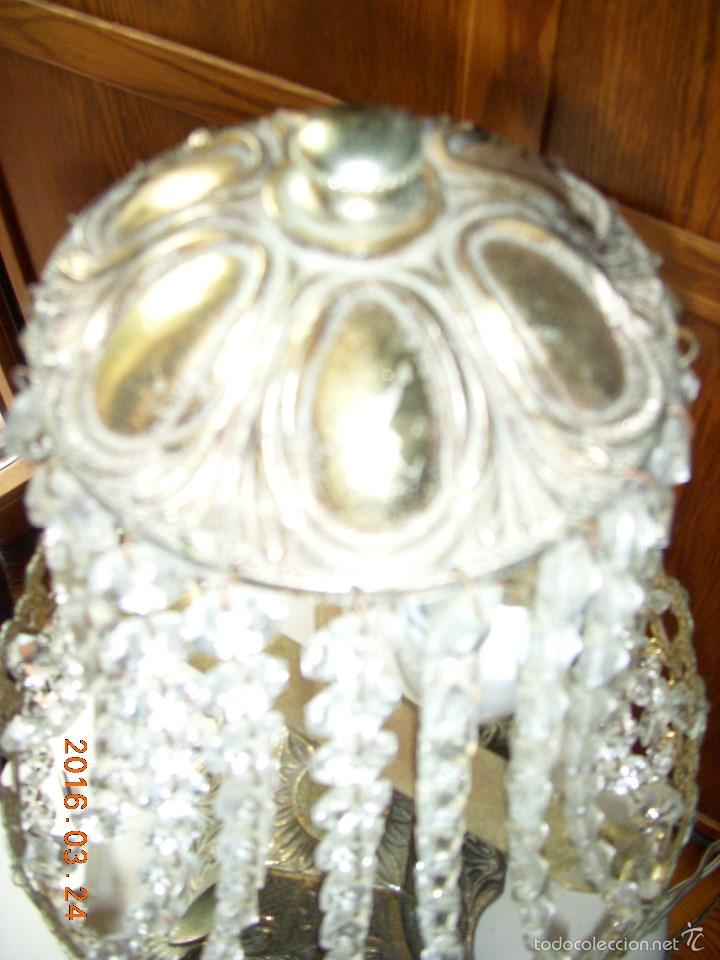 Antig&uuml;edades: LAMPARA DE BRONCE Y CRISTAL - Foto 6
