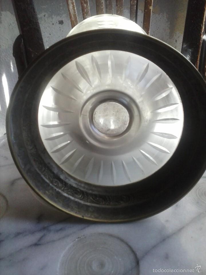Antig&uuml;edades: JARRON DE CRISTAL - VIDRIO Y METAL . - Foto 3