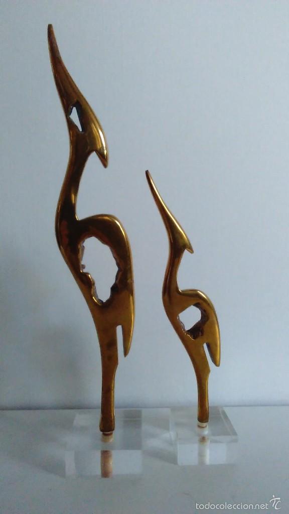 Antiquit&eacute;s: Pareja de garzas en bronce