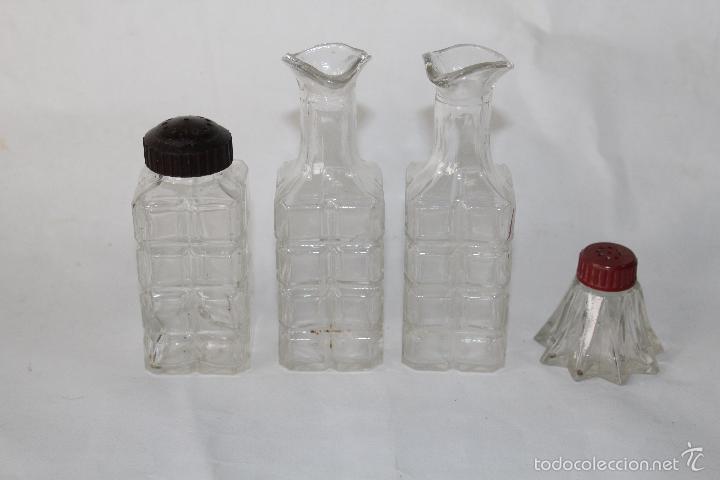 Oggetti Antichi: JUEGO DE VINAGRERAS EN CRISTAL