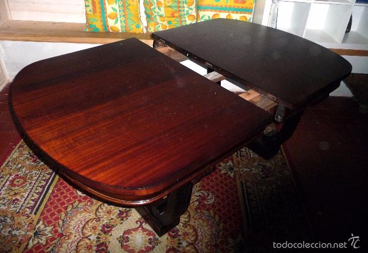 Antig&uuml;edades: MAGNIFICA MESA EXTENSIBLE CON PATAS EN FORMA DE LIRA - Foto 2
