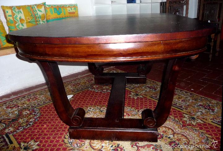 Antig&uuml;edades: MAGNIFICA MESA EXTENSIBLE CON PATAS EN FORMA DE LIRA - Foto 3