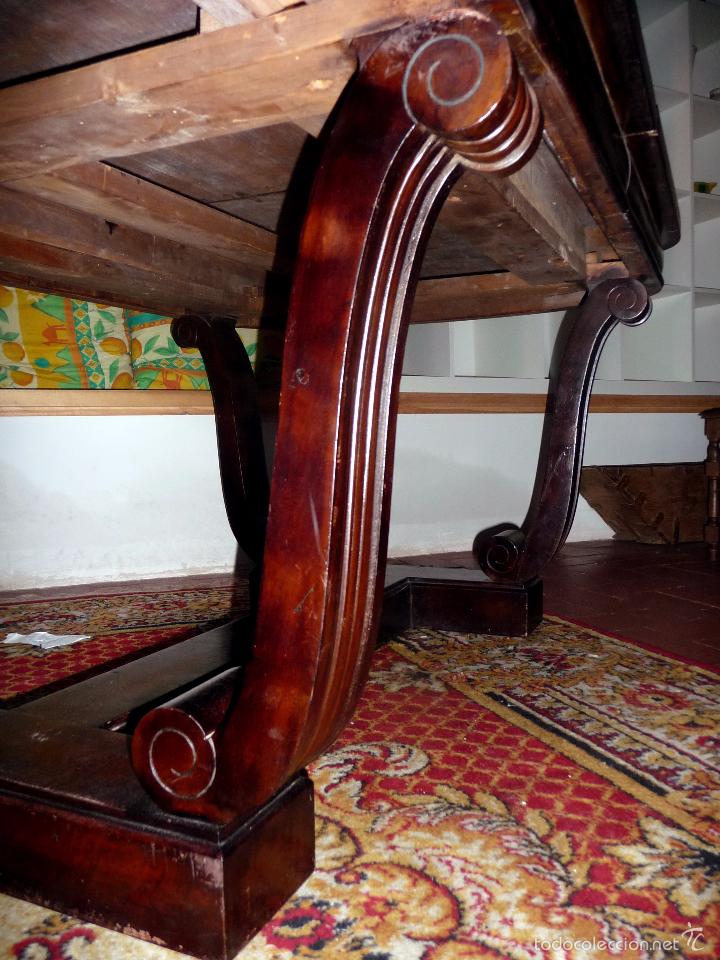 Antig&uuml;edades: MAGNIFICA MESA EXTENSIBLE CON PATAS EN FORMA DE LIRA - Foto 4