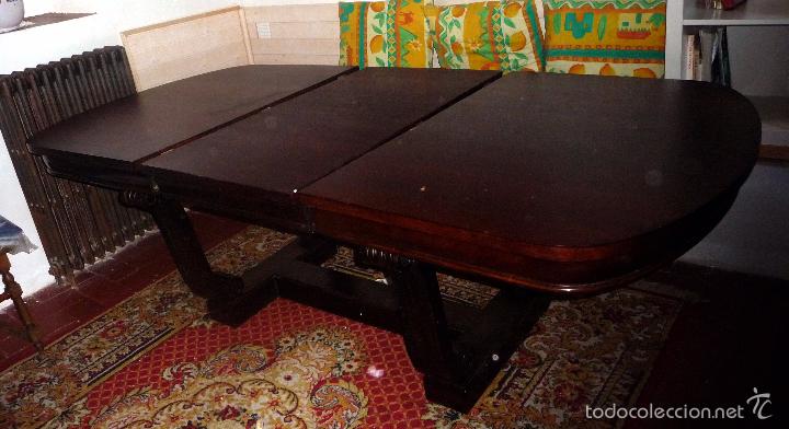 Antig&uuml;edades: MAGNIFICA MESA EXTENSIBLE CON PATAS EN FORMA DE LIRA - Foto 5