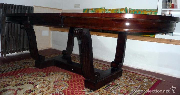 Antig&uuml;edades: MAGNIFICA MESA EXTENSIBLE CON PATAS EN FORMA DE LIRA - Foto 6