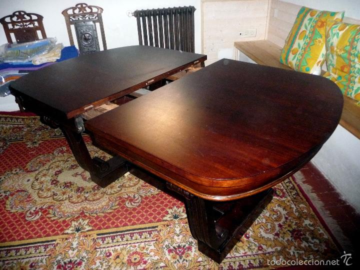 Antig&uuml;edades: MAGNIFICA MESA EXTENSIBLE CON PATAS EN FORMA DE LIRA - Foto 7