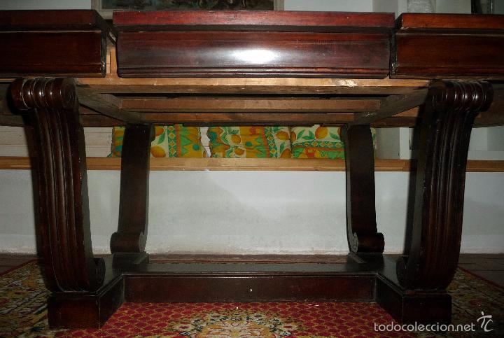 Antig&uuml;edades: MAGNIFICA MESA EXTENSIBLE CON PATAS EN FORMA DE LIRA - Foto 8