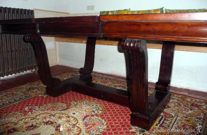 Antig&uuml;edades: MAGNIFICA MESA EXTENSIBLE CON PATAS EN FORMA DE LIRA - Foto 9