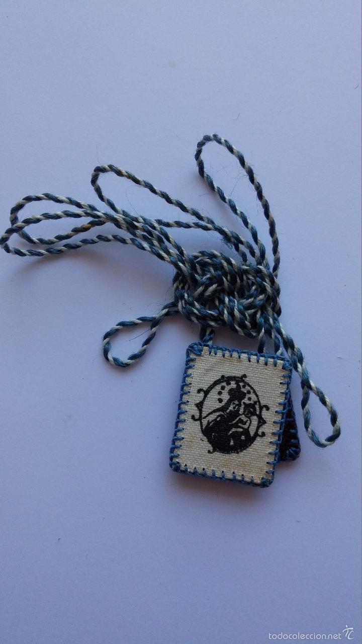 Antig&uuml;edades: Excapulario virgen del carmen de 2,3 x 1,9 cms - Foto 1