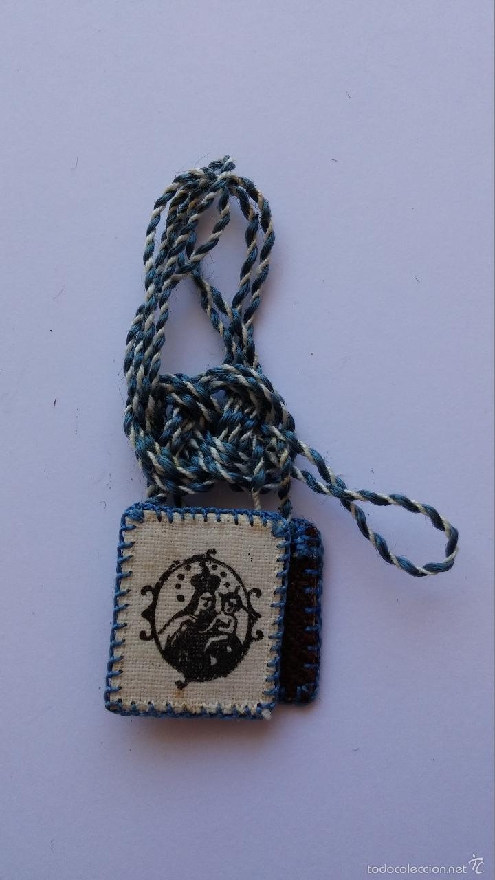 Antig&uuml;edades: Excapulario virgen del carmen de 2,3 x 1,9 cms - Foto 1