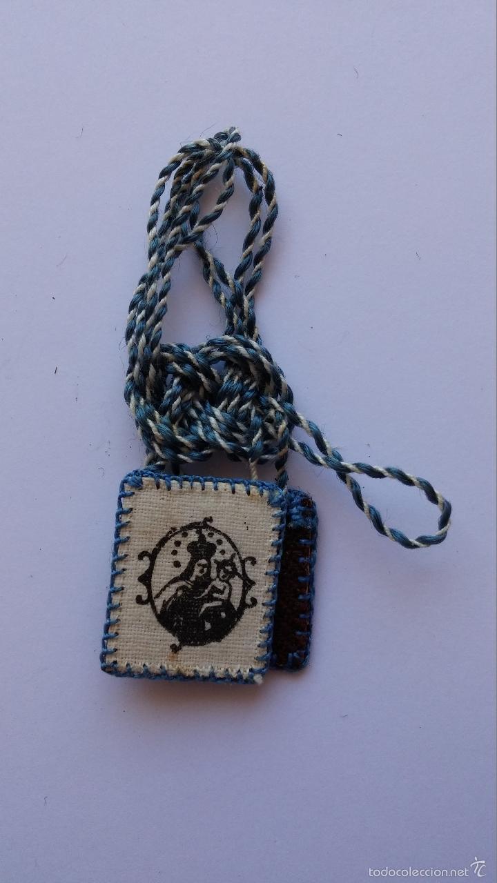 Antig&uuml;edades: Excapulario virgen del carmen de 2,3 x 1,9 cms - Foto 3