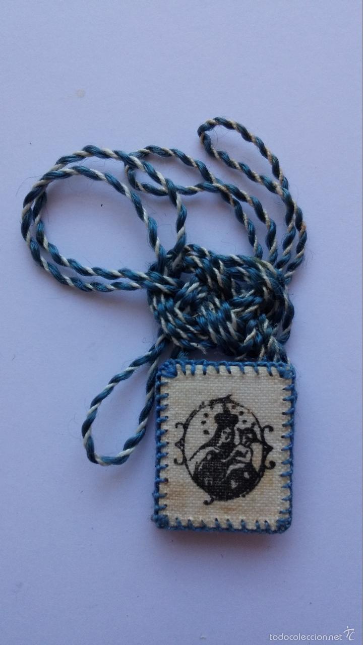 Antig&uuml;edades: Excapulario virgen del carmen de 2,3 x 1,9 cms - Foto 1
