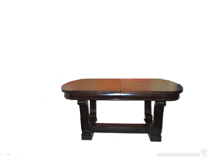 Antig&uuml;edades: MAGNIFICA MESA EXTENSIBLE CON PATAS EN FORMA DE LIRA - Foto 10
