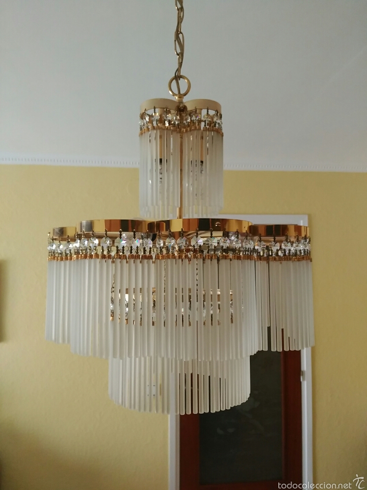 Antig&uuml;edades: LAMPARA CRISTAL Y LAT&Oacute;N - Foto 1