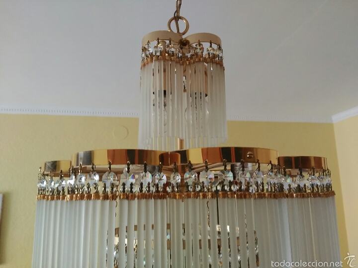 Antig&uuml;edades: LAMPARA CRISTAL Y LAT&Oacute;N - Foto 2