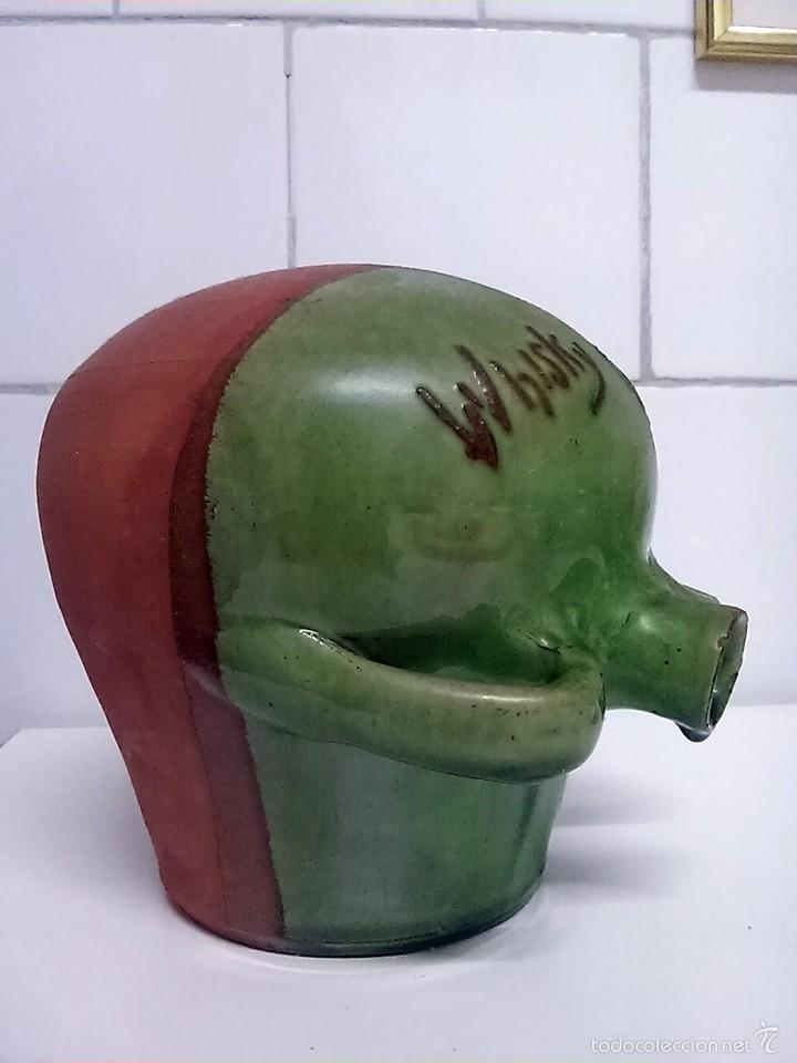 Antig&uuml;edades: cantaro botijo esmaltado en verde - Foto 3
