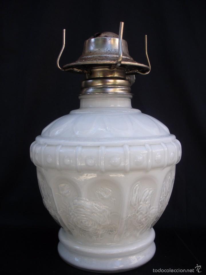 Antig&uuml;edades: ANTIGUO QUINQUE OPALINA Blanca MARCA ANCHOR HOCKING - Foto 2