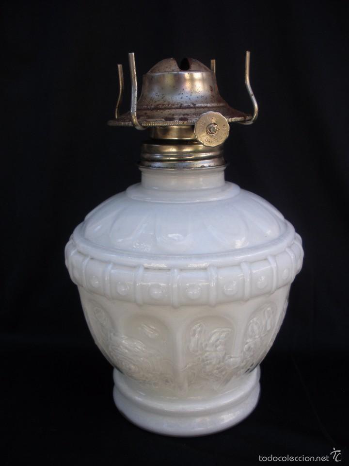 Antig&uuml;edades: ANTIGUO QUINQUE OPALINA Blanca MARCA ANCHOR HOCKING - Foto 3