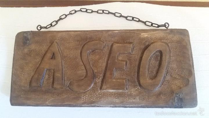 Antig&uuml;edades: LETRERO DE MADERA RUSTICO TALLADO A MANO - Foto 6