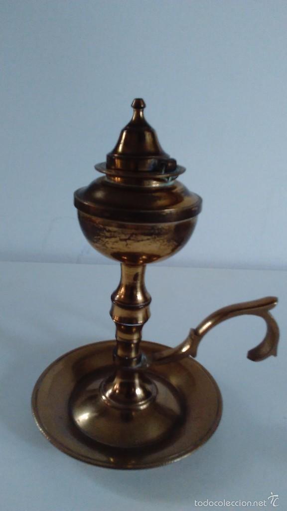 Antig&uuml;edades: Candil de aceite de bronce - Foto 4