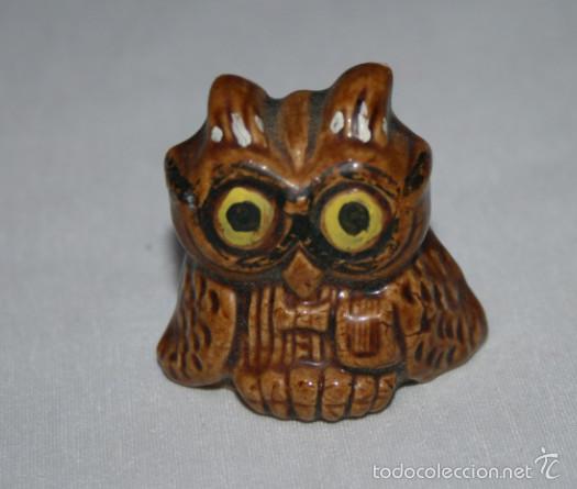 Antiques: PEQUE&Ntilde;O BUHO VINTAGE DE ESCAYOLA O CERAMICA PINTADA ESMALTADA