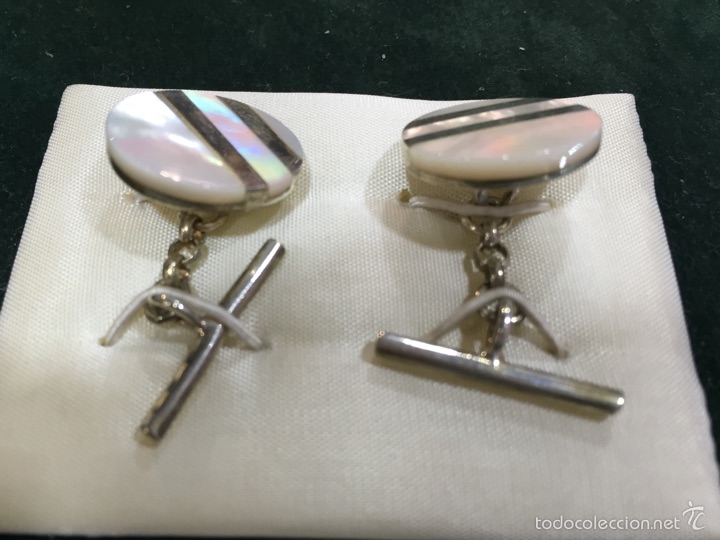 Antig&uuml;edades: Gemelos de n&aacute;car y plata primera ley - Foto 2