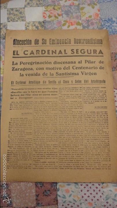Antiques: ALOCUCION.CARDENAL SEGURA.PEREGRINACION AL PILAR DE ZARAGOZA.CENTENARIO.SEVILLA.1939