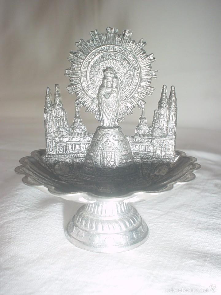 Antig&uuml;edades: VIRGEN Y BAS&Iacute;LICA DEL PILAR EN CONCHA - Foto 1