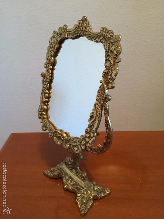 Antig&uuml;edades: Espejo de Bronce Basculante Para Tocador - Foto 1