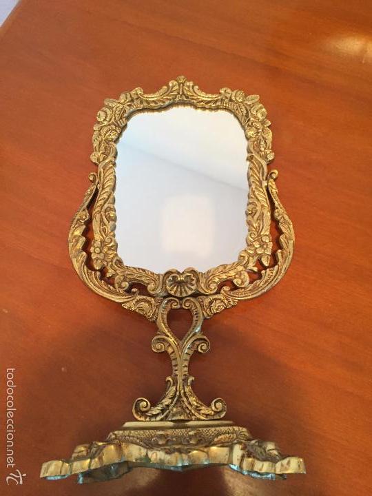 Antig&uuml;edades: Espejo de Bronce Basculante Para Tocador - Foto 2