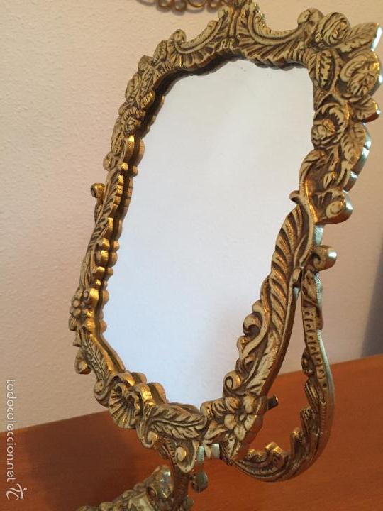 Antig&uuml;edades: Espejo de Bronce Basculante Para Tocador - Foto 3