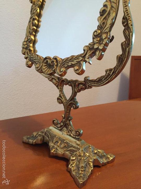 Antig&uuml;edades: Espejo de Bronce Basculante Para Tocador - Foto 4