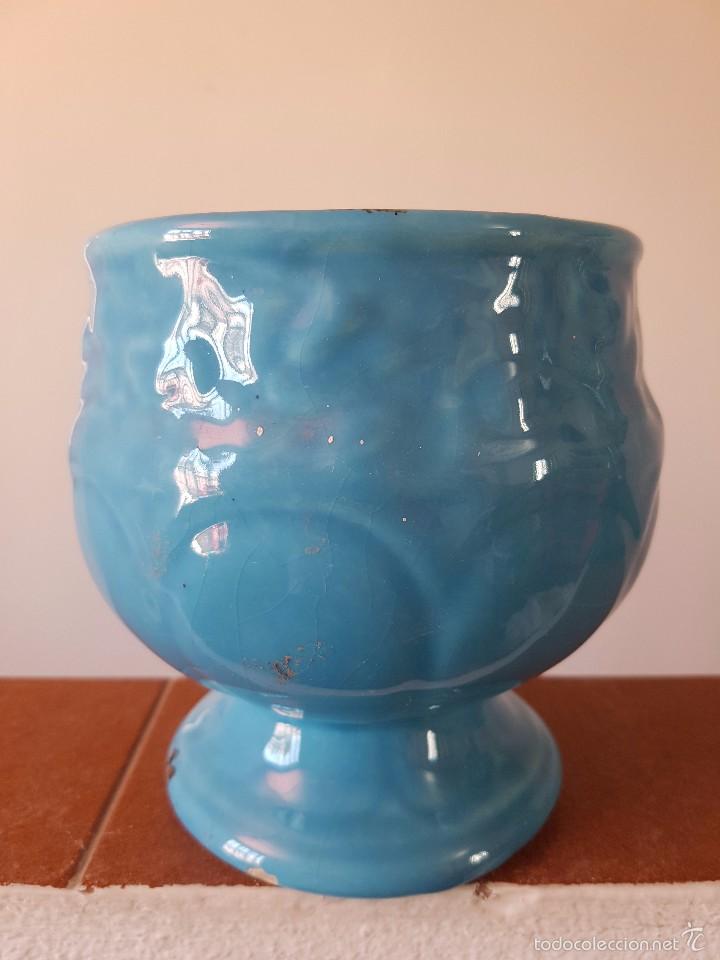 Antig&uuml;edades: COPA CERAMICA EN AZUL MACETERO O VLORERO - Foto 1