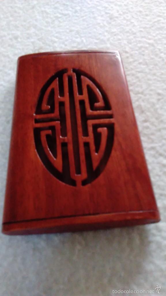 Antig&uuml;edades: Caja tarjetero expositor de madera calada - Foto 4