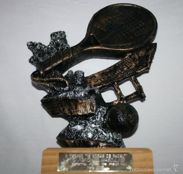 Antig&uuml;edades: TROFEO DE PADEL, 2&ordm; CLASIFICADO HELLIN 2007, 30 CM - Foto 2