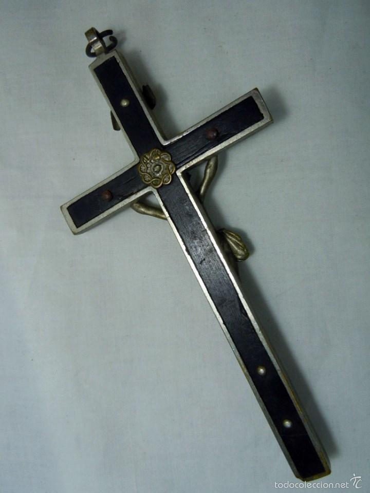 Antig&uuml;edades: CRISTO DE MADERA Y BRONCE TIPO CONVENTUAL - Foto 8