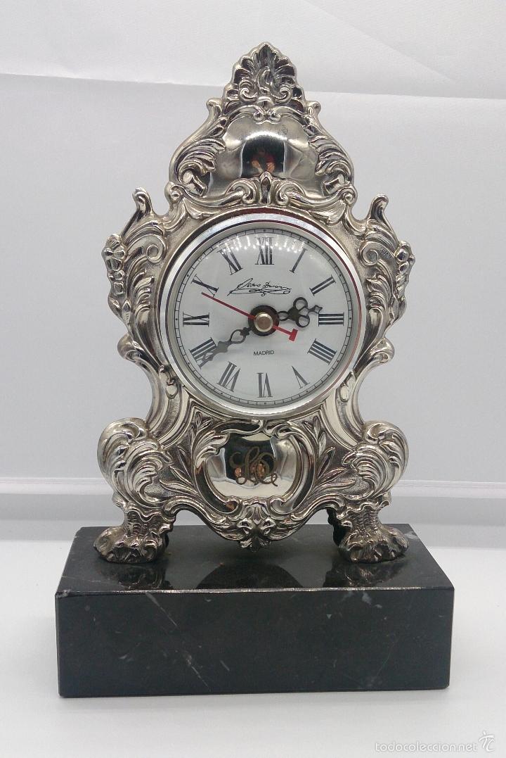 Antigüedades: Reloj antiguo en plata de ley repujada y marmol negro marquina, firmada por el joyero Pedro Durán . - Foto 1 - 56522490