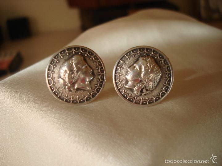 Antig&uuml;edades: GEMELOS DE PLATA PERFIL DE MUJER FRANCIA - Foto 1