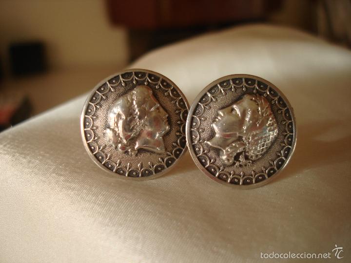 Antig&uuml;edades: GEMELOS DE PLATA PERFIL DE MUJER FRANCIA - Foto 2