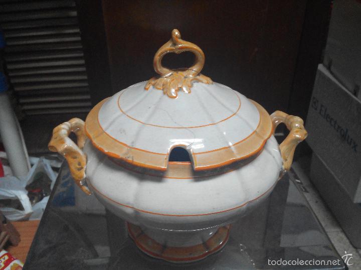 Antig&uuml;edades: SOPERA BLANCA CON LINEAS NARANJAS - Foto 9