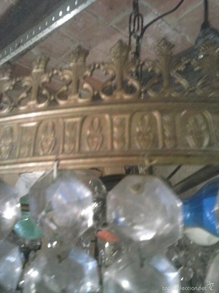 Antig&uuml;edades: L&aacute;mpara de metal y crystal. - Foto 6