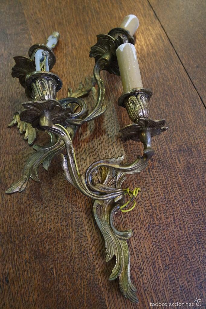 Antig&uuml;edades: PAREJA DE APLIQUES EN BRONCE. REF. 5893 - Foto 3