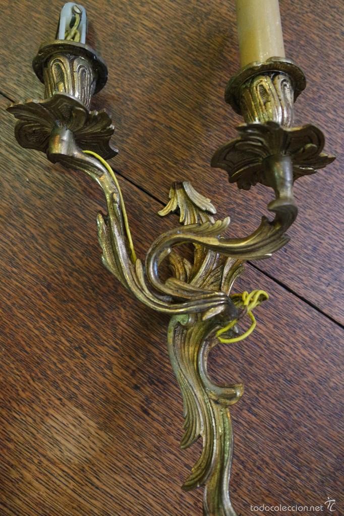 Antig&uuml;edades: PAREJA DE APLIQUES EN BRONCE. REF. 5893 - Foto 5