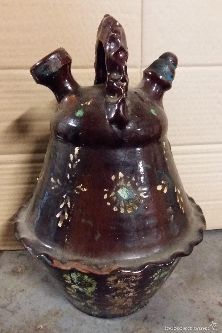 Antig&uuml;edades: Botijo floreado de 27 cm. de alto. - Foto 2